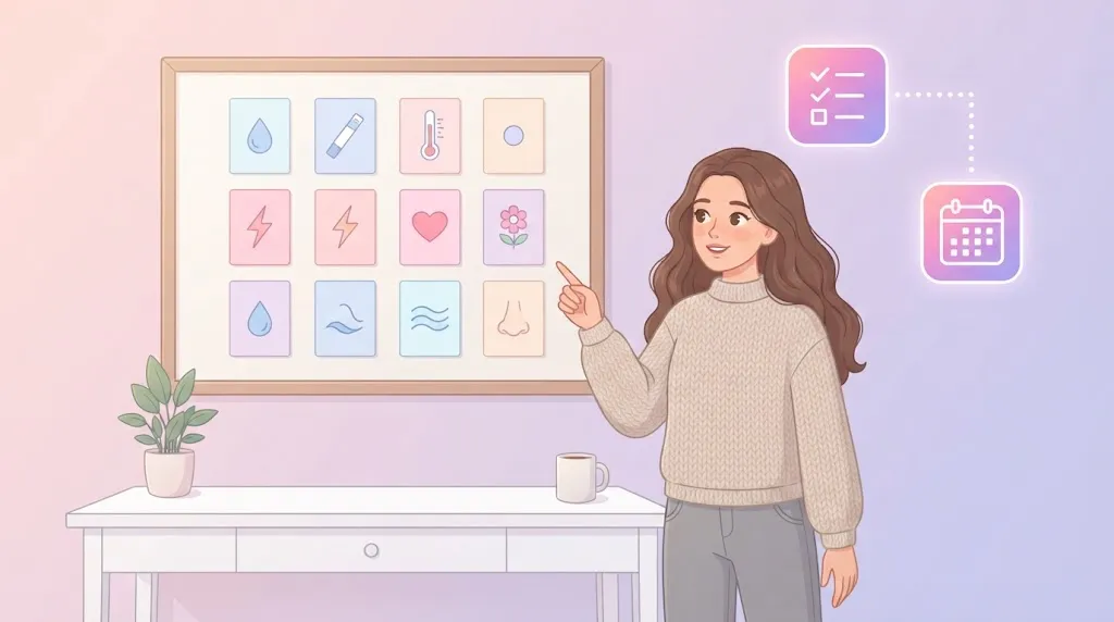 signs of ovulation at a glance chart with ten simple icons