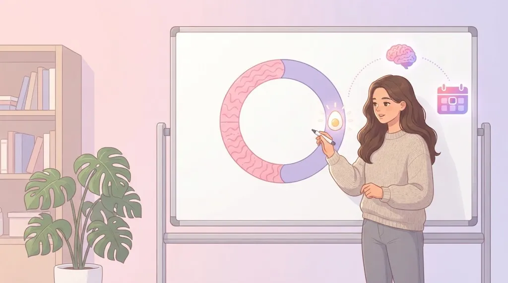 woman checking how many days after your period do you ovulate on her phone at the kitchen table