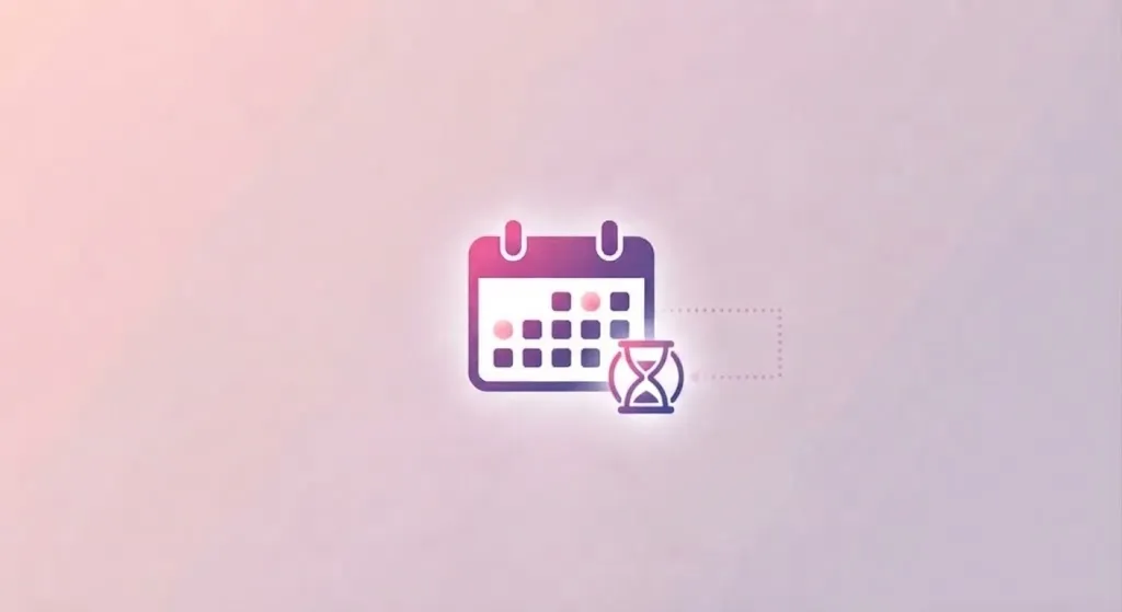 Calendar and clock icon representing how long stress can delay your period
