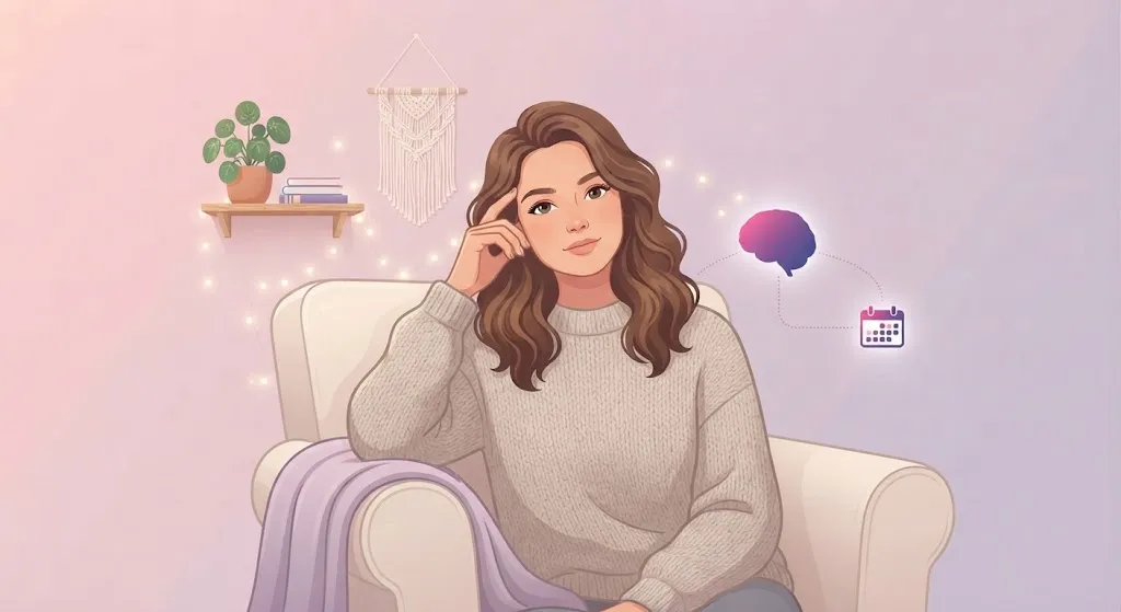 Young woman sitting calmly, illustrating how can stress delay your period