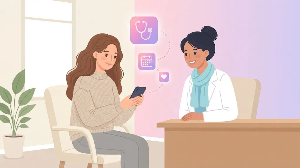 doctor reviewing signs of ovulation and cycle notes with a female patient