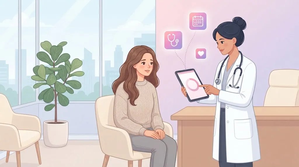 doctor explaining to a patient whether you can ovulate late in your cycle